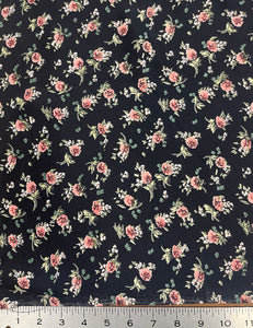 Black & Pink Sweet Corsage Floral Fabric - 1 & 2/3 yds