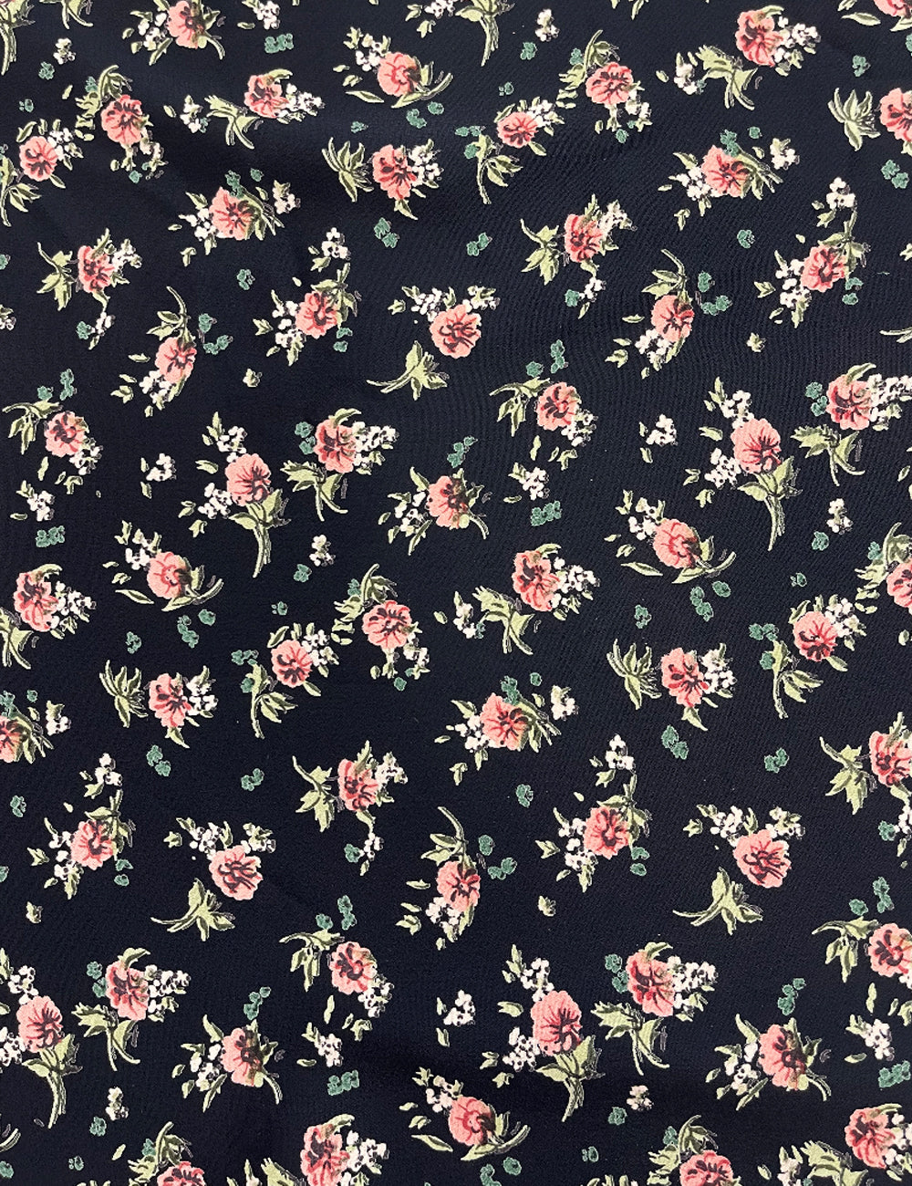 Black & Pink Sweet Corsage Floral Fabric - 1 & 2/3 yds