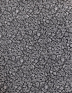 Black & White Stencil Floral Rayon Crepe Fabric - 2.5 yds
