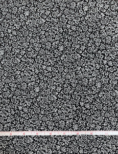 Black & White Stencil Floral Rayon Crepe Fabric - 2.5 yds