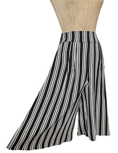 Black & White Noir Stripe High Waisted Culottes