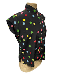 Black Circus Dot Mandarin Collar Tea Timer Top