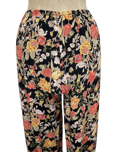 Black Fall Floral Print Louise Lounge Capri Pant