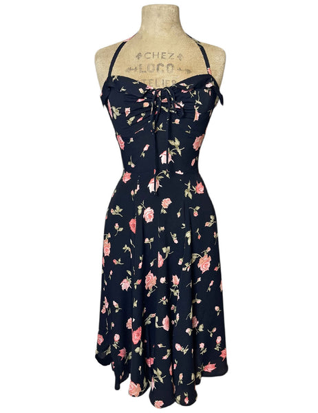 Midnight Roses Vintage Style Marta Halter Swing Dress