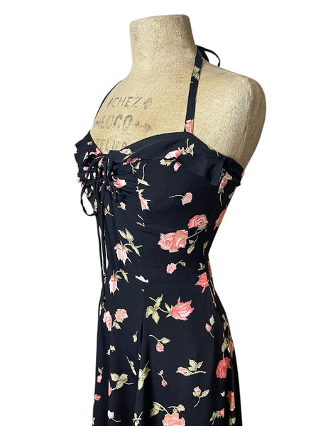 Midnight Roses Vintage Style Marta Halter Swing Dress