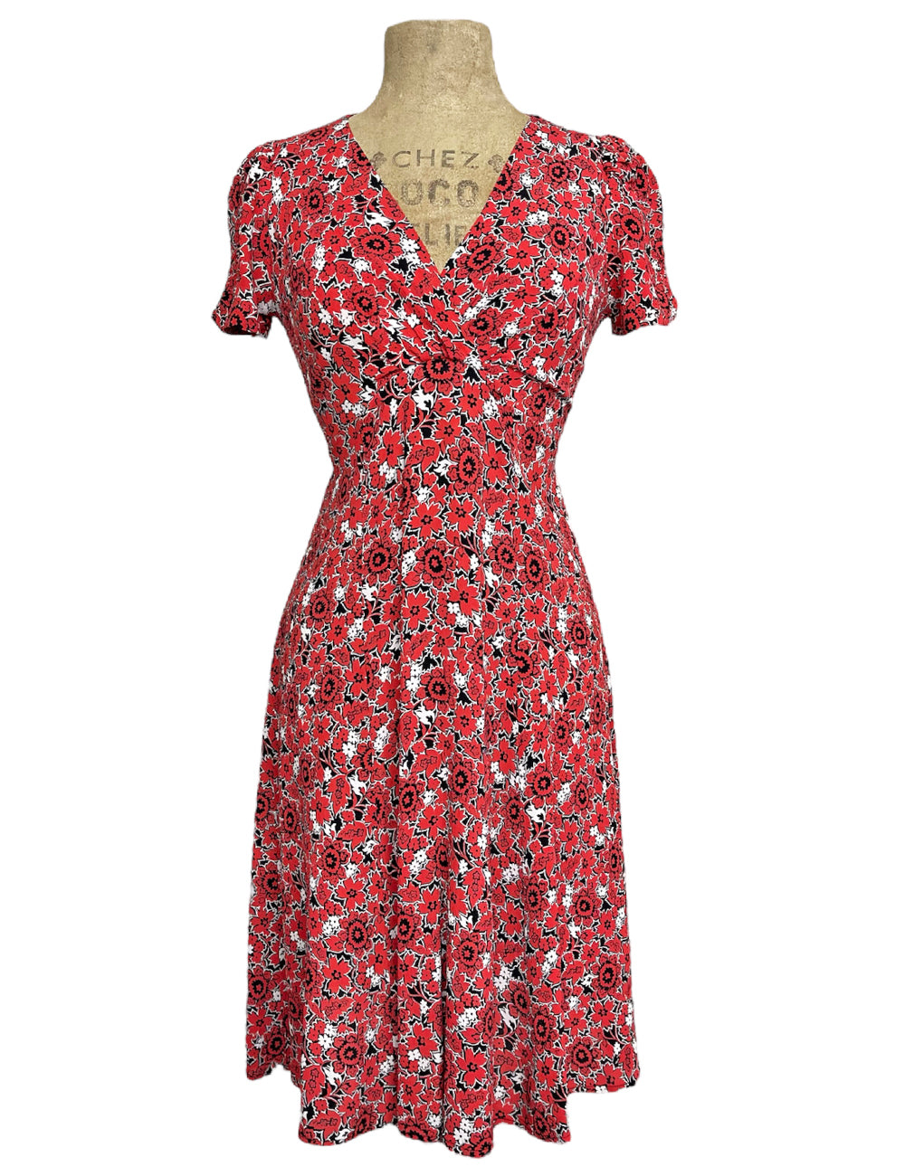 Red & Black Floral Frenzy Print Retro Rita Dress