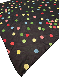Sheer Black Circus Dot Square Hair & Neck Scarf