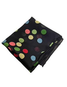 Sheer Black Circus Dot Square Hair & Neck Scarf