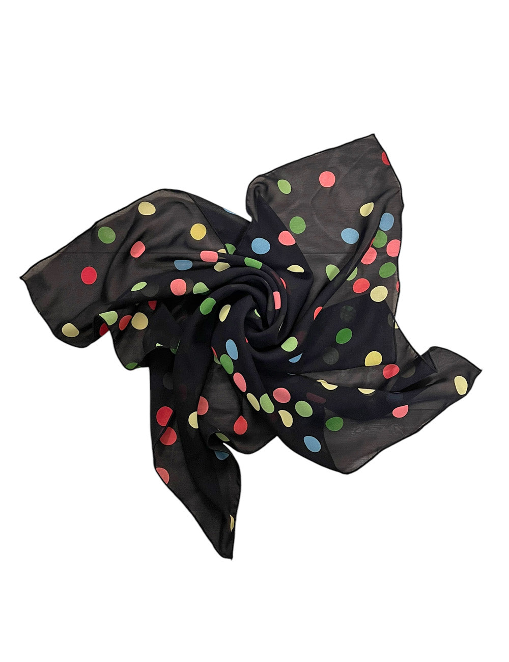 Sheer Black Circus Dot Square Hair & Neck Scarf