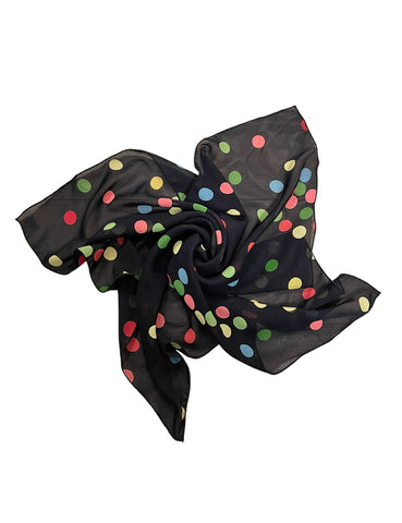 Sheer Black Circus Dot Square Hair & Neck Scarf