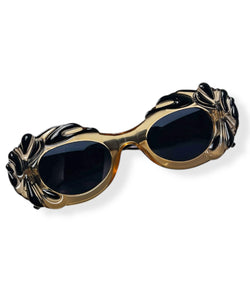 Black & Tan Pretty in Paris Oval Retro Sunglasses