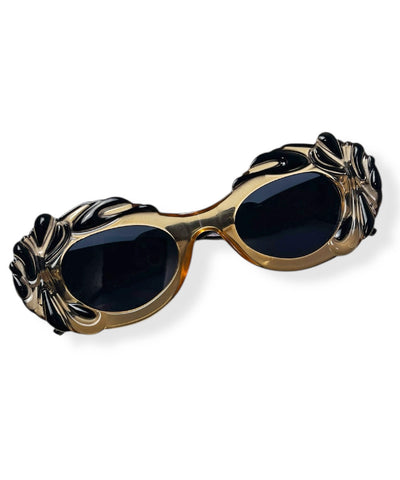 Black & Tan Pretty in Paris Oval Retro Sunglasses