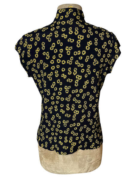 Black & Yellow 1930s Floral Tea Timer Blouse