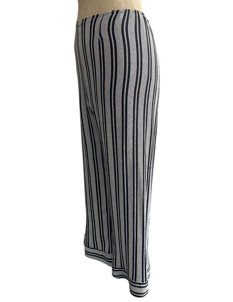 Black & White Noir Stripe Louise Lounge Capri Pant