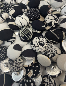 Black & White Covered Buttons - Bag of 50 pieces