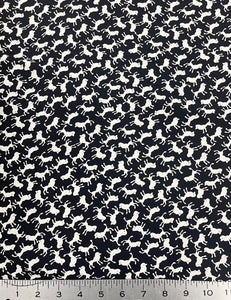 Black & White Poodle Print Fabric - 1 & 1/3 yds