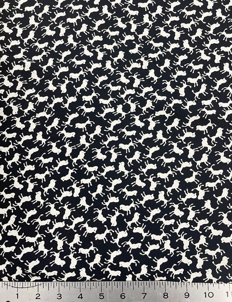 Black & White Poodle Print Fabric - 1 & 1/3 yds