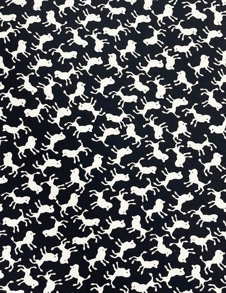 Black & White Poodle Print Fabric - 1 & 1/3 yds
