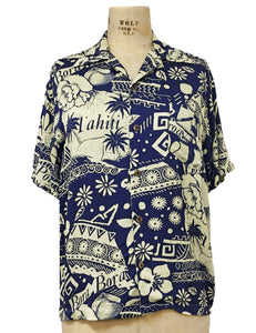Blue South Seas Soft Men's Button Up Tiki Sonny Shirt