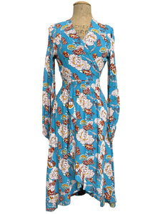 Blue Spanish Porcelain Babaloo Drama Sleeve Wrap Top