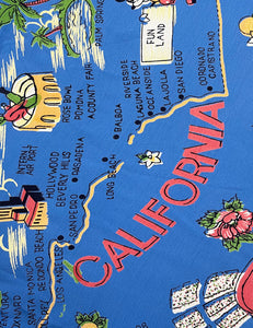 PREORDER - Pacific Blue California Map Print 40s Style High Waist Palazzo Pants