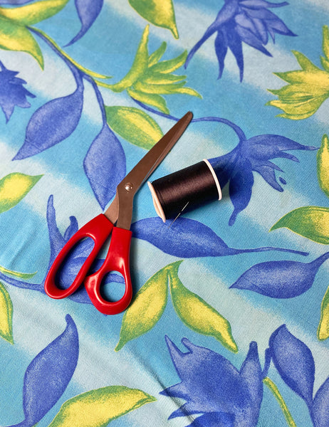 Blue Lagoon Rayon Crepe Fabric - 2 & 2/3 yds