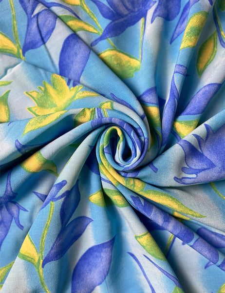 Blue Lagoon Rayon Crepe Fabric - 2 & 2/3 yds