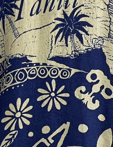 Blue South Seas Soft Rayon Cascade Wrap Dress