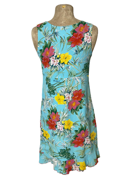 SAMPLE - Blue Tropical Ruffle Sleeveless Sundress - Size Medium
