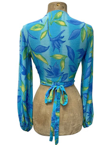 Blue Lagoon 1940s Style Babaloo Sleeve Wrap Top