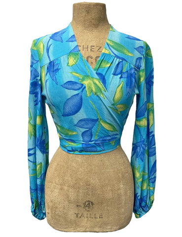 Blue Lagoon 1940s Style Babaloo Sleeve Wrap Top