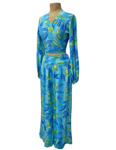 Blue Lagoon High Waist Palazzo Pants