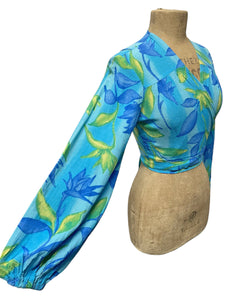 Blue Lagoon 1940s Style Babaloo Sleeve Wrap Top