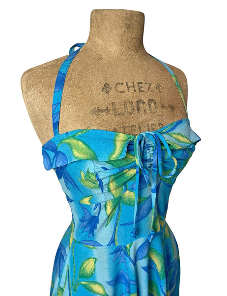Blue Lagoon 1940s Style Marta Halter Swing Dress