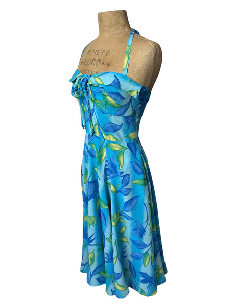 Blue Lagoon 1940s Style Marta Halter Swing Dress