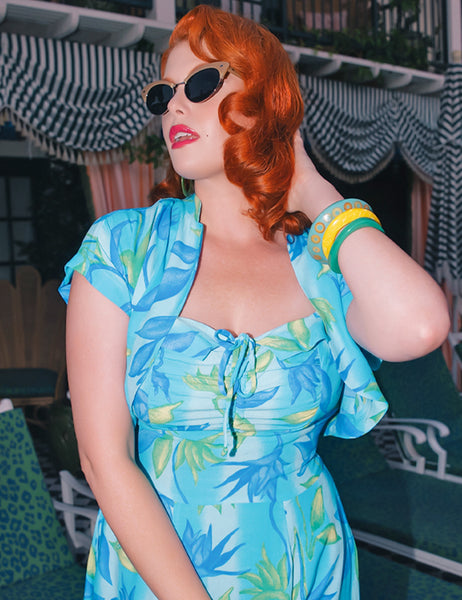 Blue Lagoon 1940s Style Marta Halter Swing Dress