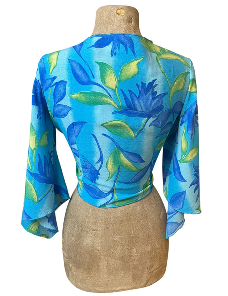 Blue Lagoon Angel Wing Sleeve Tie Top