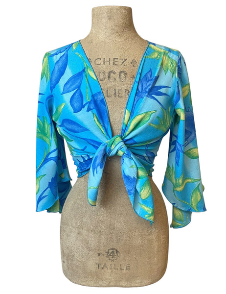 Blue Lagoon Angel Wing Sleeve Tie Top