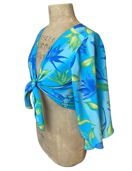 Blue Lagoon Angel Wing Sleeve Tie Top