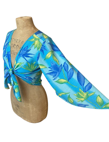 Blue Lagoon Angel Wing Sleeve Tie Top