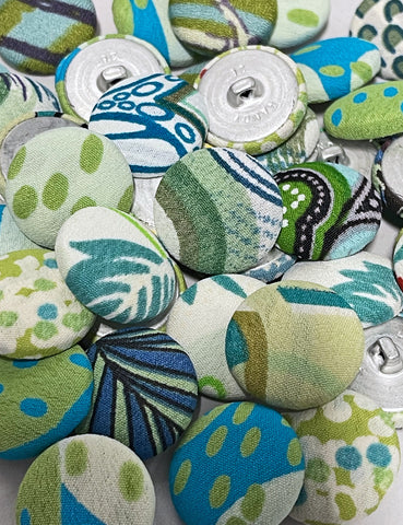 Misc Blue & Green Covered Buttons - Bag of 50 pieces