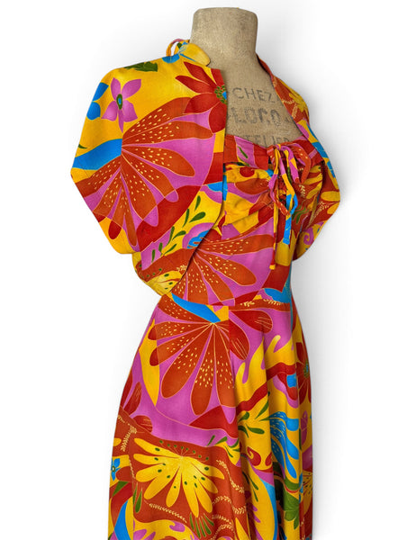 Bright Mosaic Garden Vintage Style Marta Halter Swing Dress