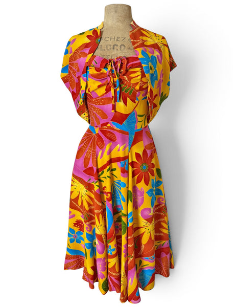 Bright Mosaic Garden Vintage Style Marta Halter Swing Dress