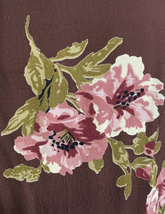 Chocolate Corsage Floral Vintage Style Biasa Wrap Dress