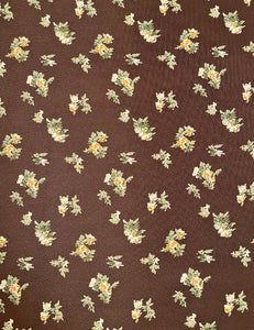 Brown Fall Floral Rayon Crepe Fabric - 1.5 yds