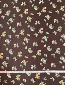 Brown Fall Floral Rayon Crepe Fabric - 1.5 yds