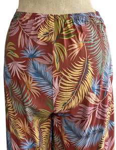 Rayon Tropical Fern Print High Waisted Palazzo Pants
