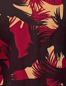 Brown & Burgundy Moonlit Cactus Print High Waist Palazzo Pants