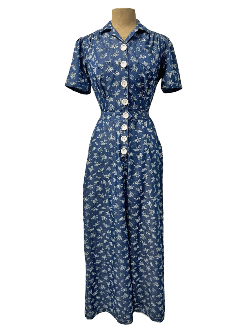 Scout for Loco Lindo Denim Printed Chambray 1940s Pacific Coveralls