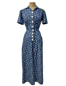Scout for Loco Lindo Denim Printed Chambray 1940s Pacific Coveralls